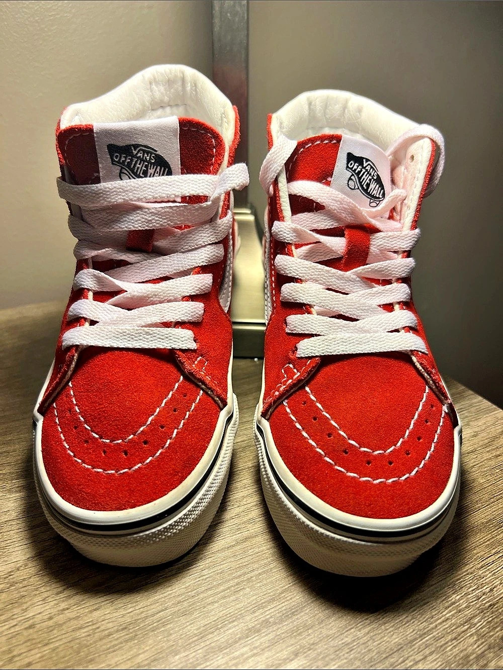 Vans Sk8-Hi Red & White High-Top Sneakers Like New